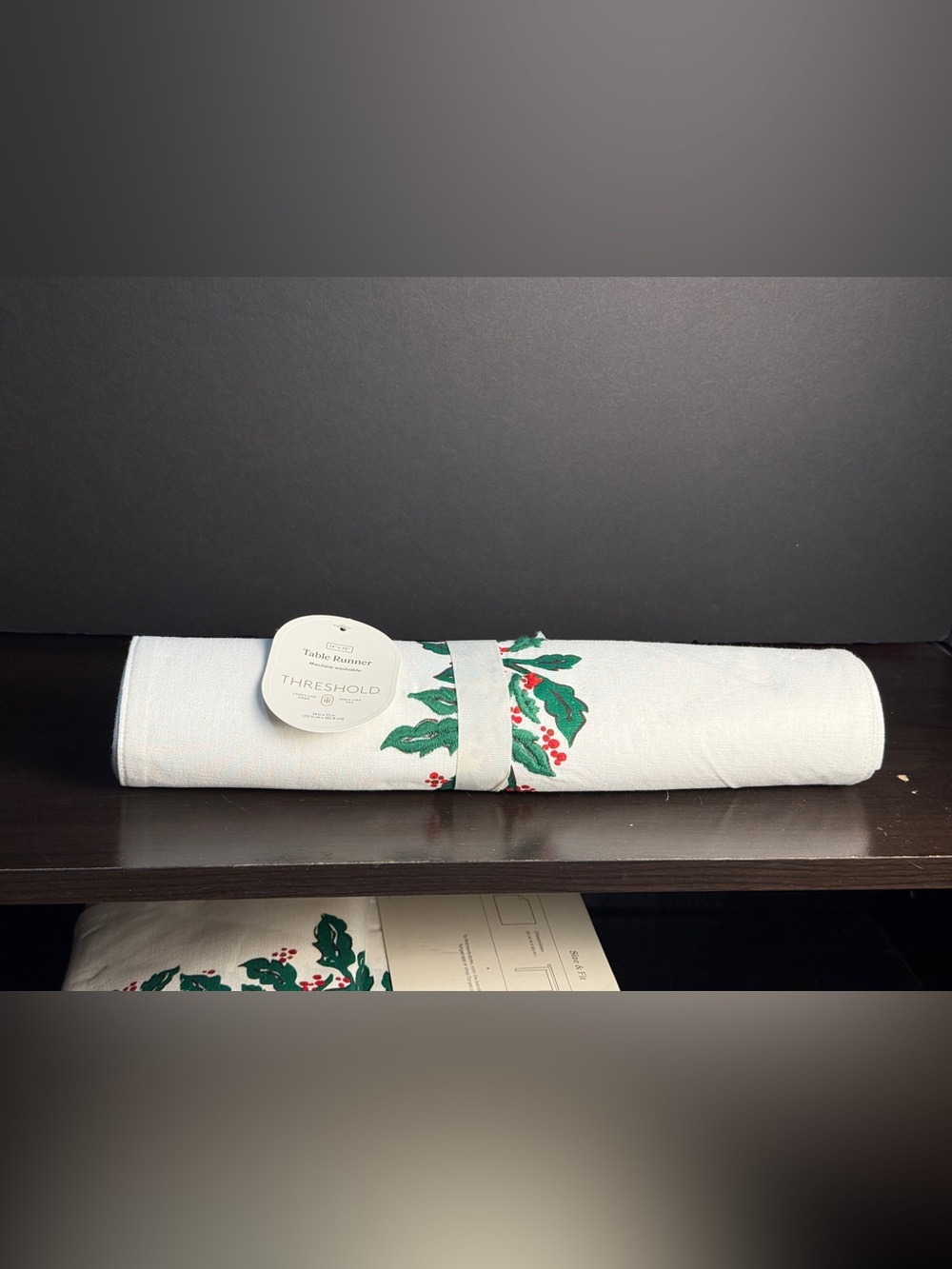 Threshold Holiday Holly table runner - White with Green & Red